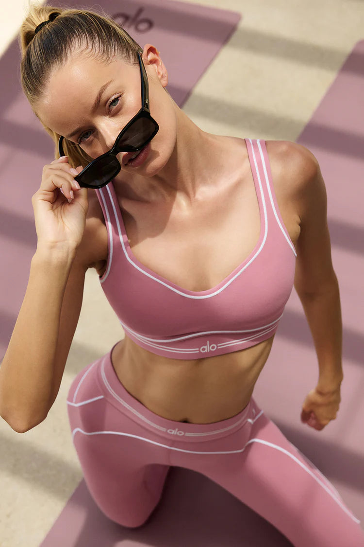 #1 Ensemble Alo Noir – Haut & Legging Contour Blanc