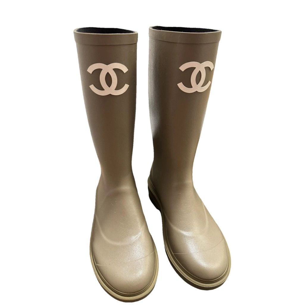 Chanel Rain Boots Vert Camo