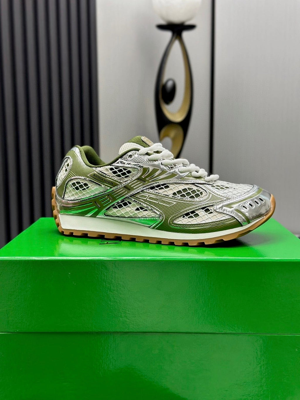 Bottega Veneta Orbit Sneakers – Green / Silver
