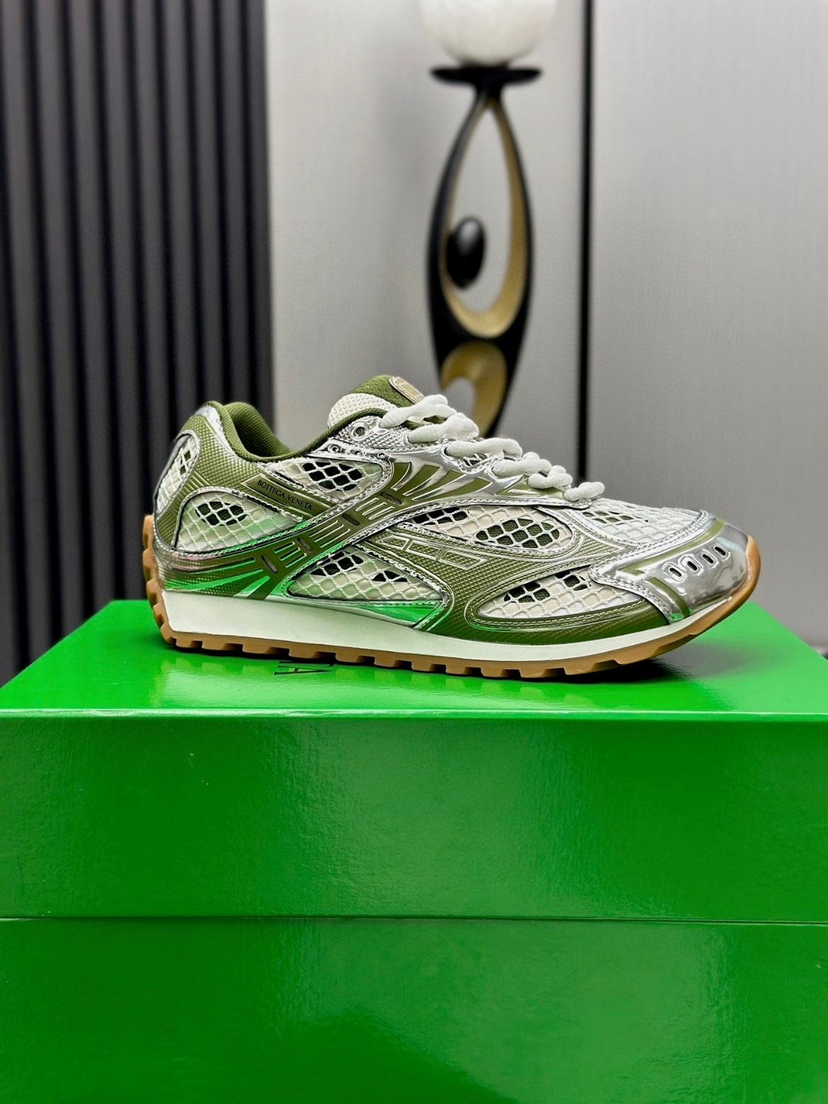 Bottega Veneta Orbit Sneakers – Green / Silver