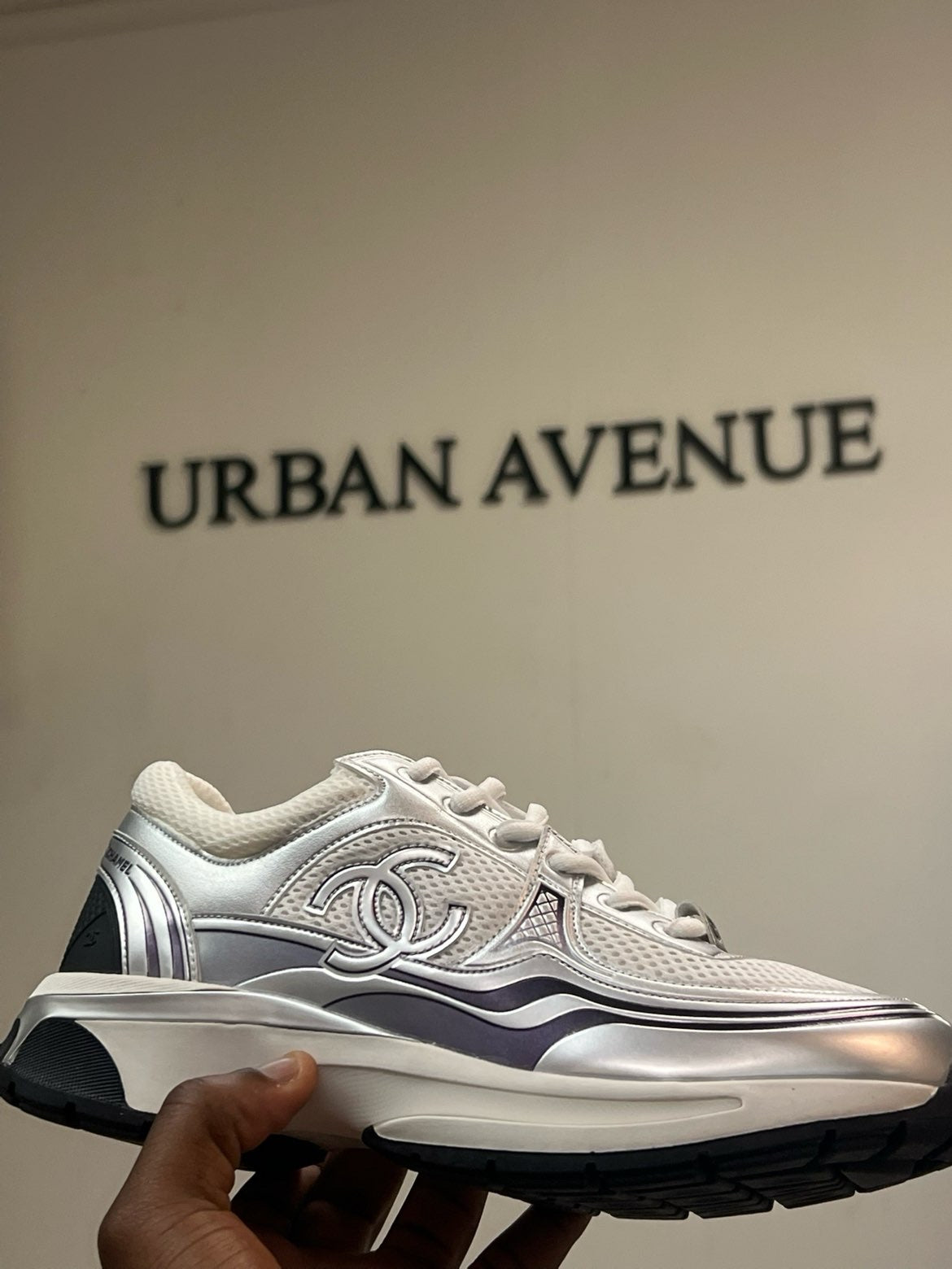 Chanel Sneakers Silver & White