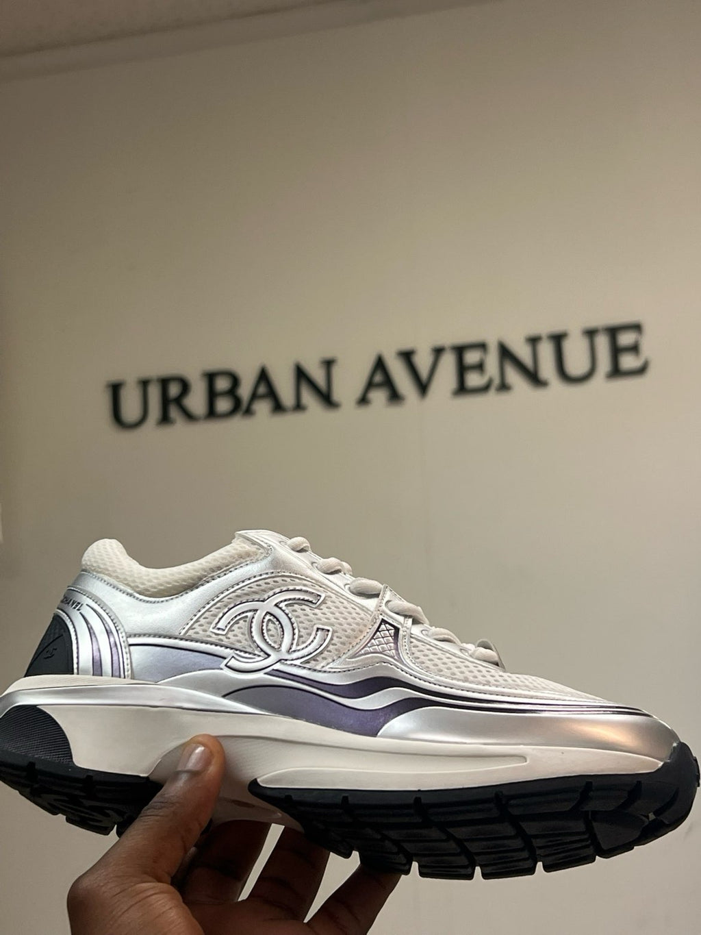 Chanel Sneakers Silver & White
