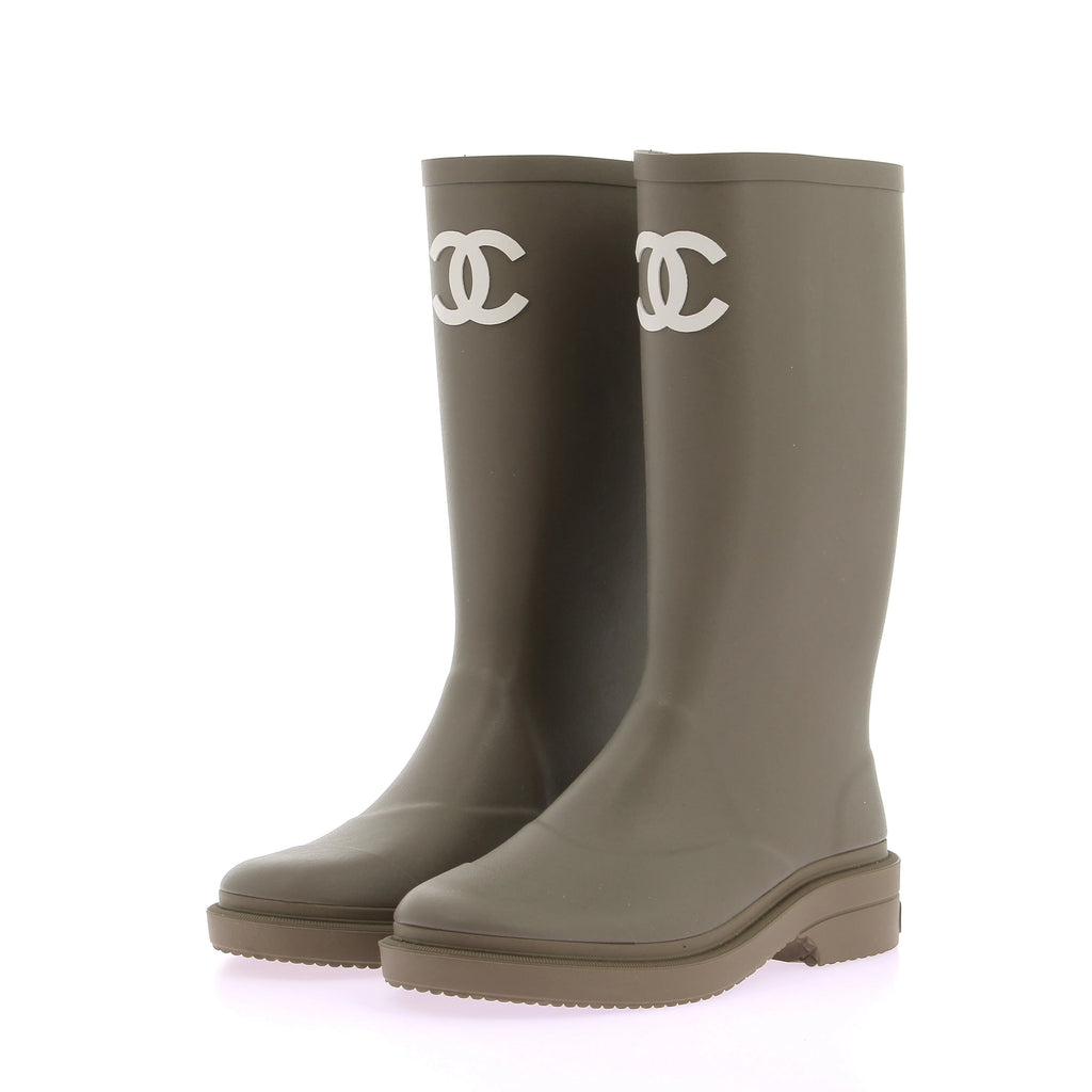 Chanel Rain Boots Vert Camo