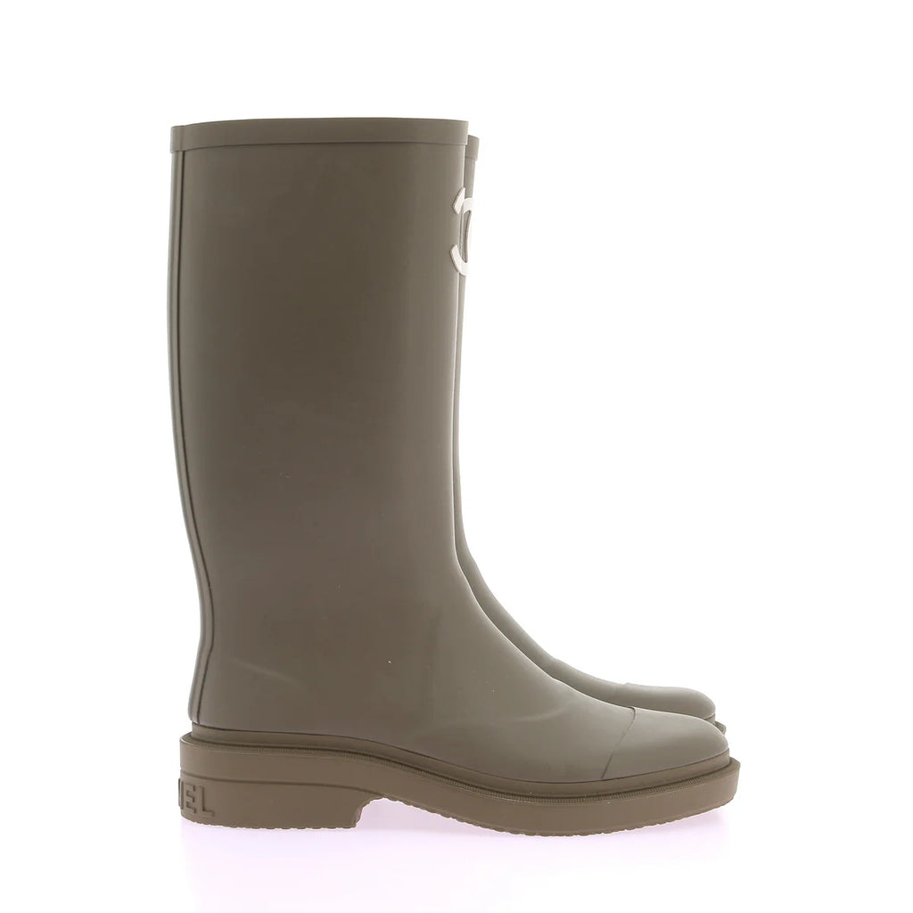 Chanel Rain Boots Vert Camo