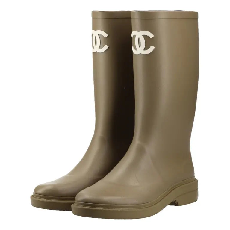 Chanel Rain Boots Vert Camo