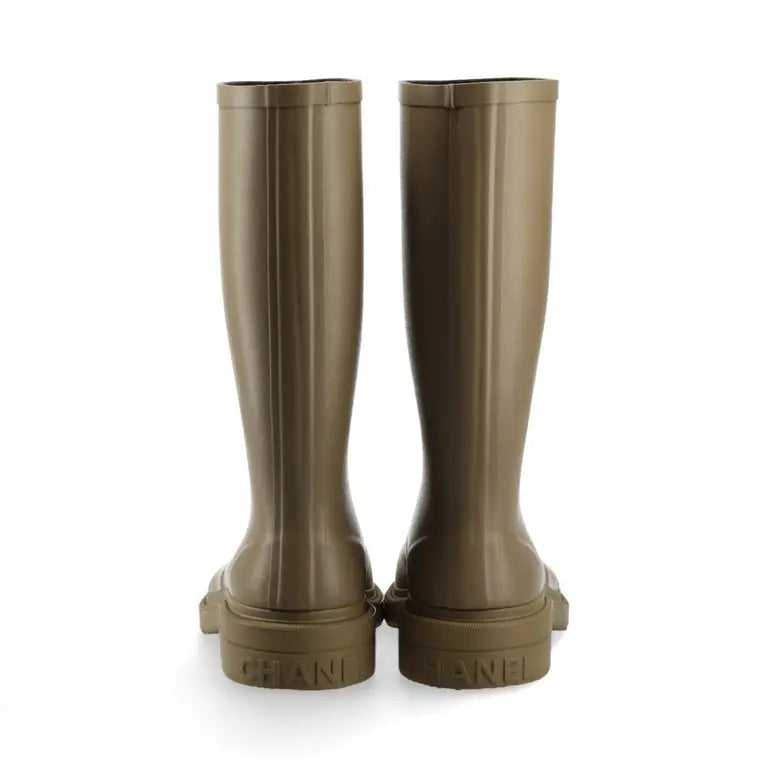 Chanel Rain Boots Vert Camo